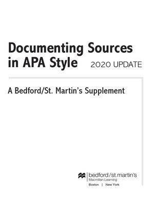 cover image of Documenting Sources in APA Style: 2020 Update